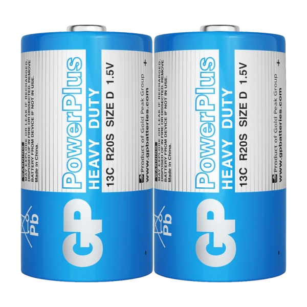 Батарейка GP PowerPlus R20 D Shrink 2 Heavy Duty 1.5V (2/20/200) R
