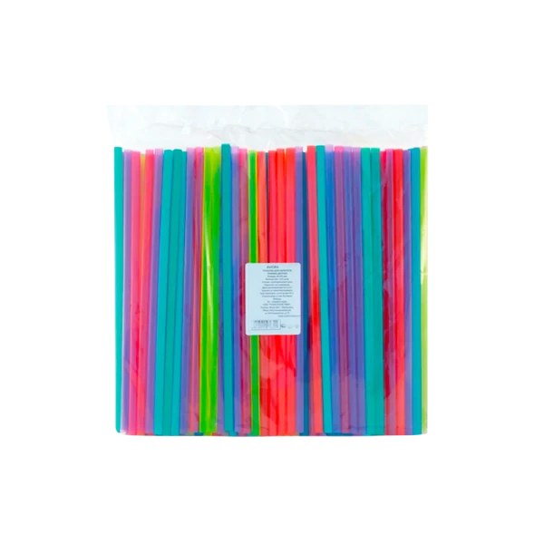Трубочка, 8 х 240 мм, прямая, цветная, 250 шт/уп, AVIORA (1/24)