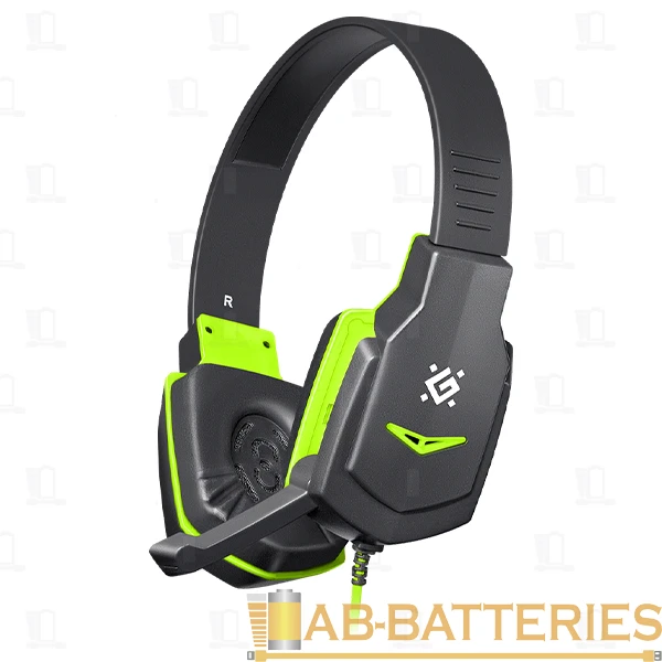 Наушники полноразмерные Defender G-320 Warhead с микр. игровые черный зеленый (1/20)