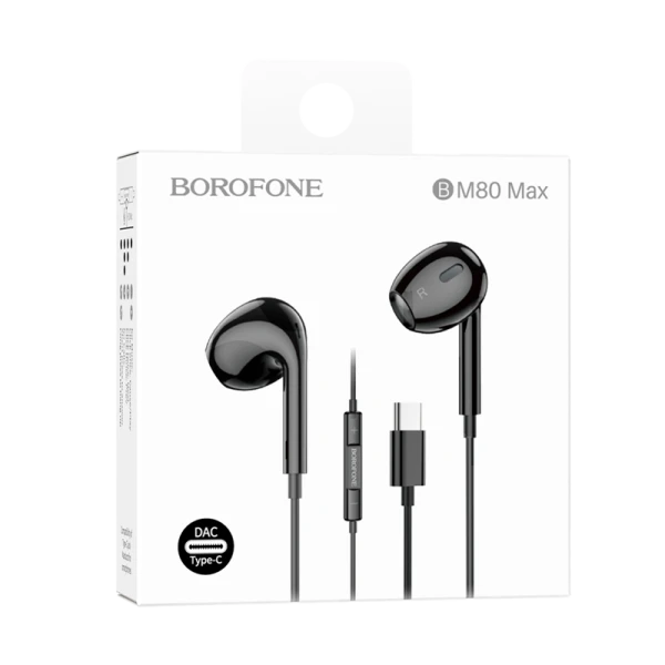 Наушники вставные Borofone BM80 Max с микр. Type-C черный