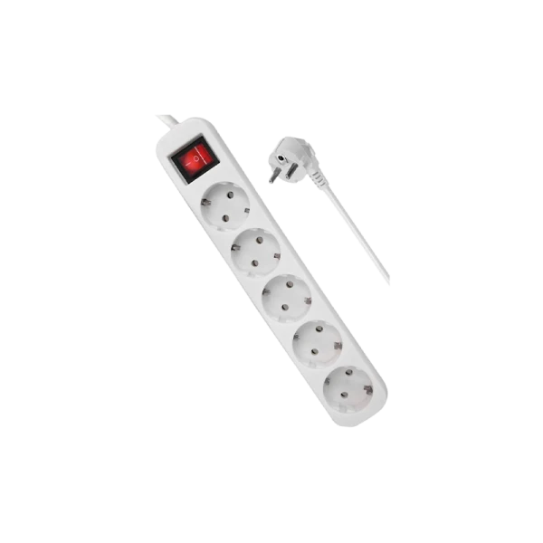 Удлинитель Defender S550 5р.С/З 10A 5.0м с выкл. белый (1/30)