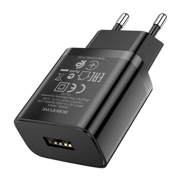 Сетевое З/У Borofone BA52A 1USB 2.1A черный (1/65/260)