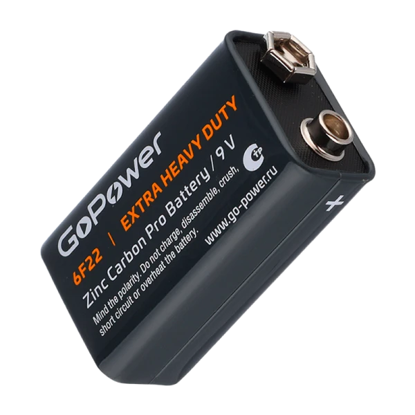 Батарейка GoPower Крона 6F22 Shrink 1 Heavy Duty 9V (1/10/200)