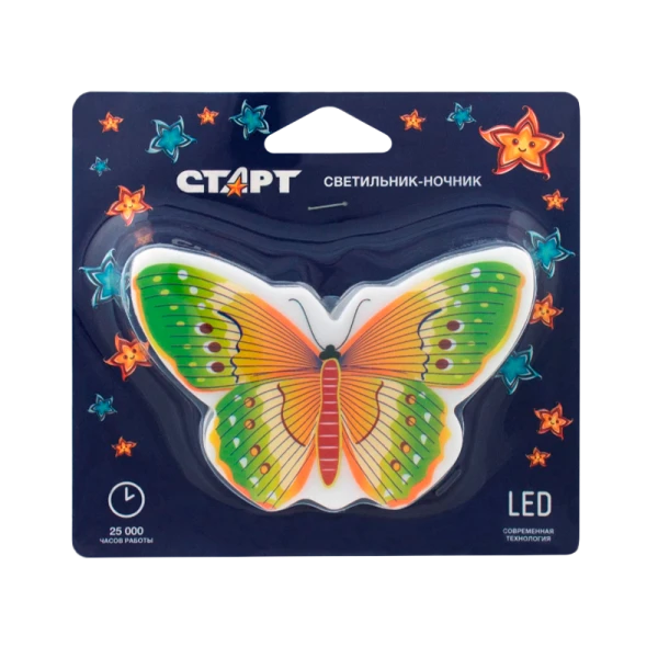 Ночник Старт "Бабочка" NL 3LED желтый