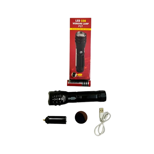 Фонарь универсальный Без бренда P27 от аккумулятора ZOOM черный