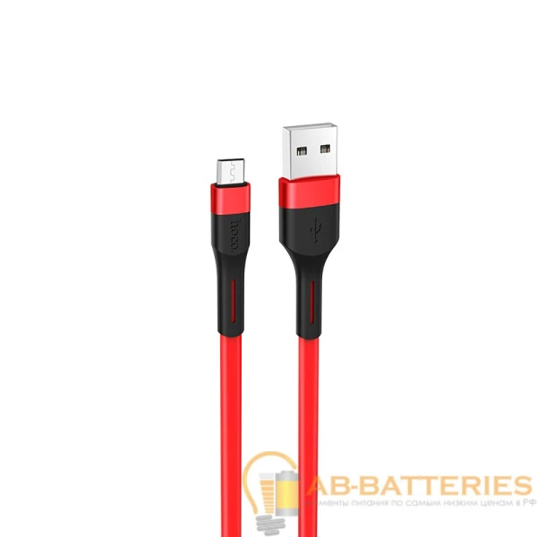 Кабель HOCO X34 USB (m)-microUSB (m) 1.0м 2.4A силикон красный (1/31/310)