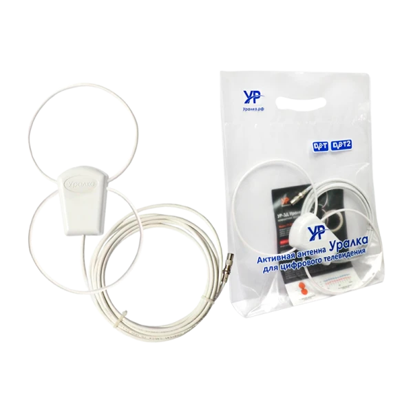 ТВ-Антенна комнатная Уралка УР-5М активная без питания DVB-T/T2