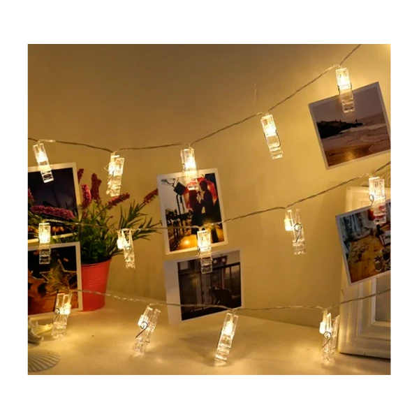 Гирлянда Космос "Прищепки" 20LED 2.2м лампочки нить белый (1/48)