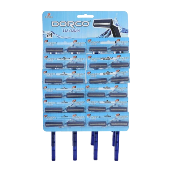 Бритва DORCO TD708 2 лезвия пластиковая ручка на карте 24шт. (24/240)