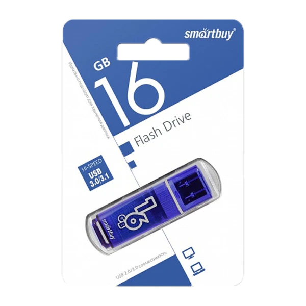 Флеш-накопитель Smartbuy Glossy 16GB USB3.0 пластик синий