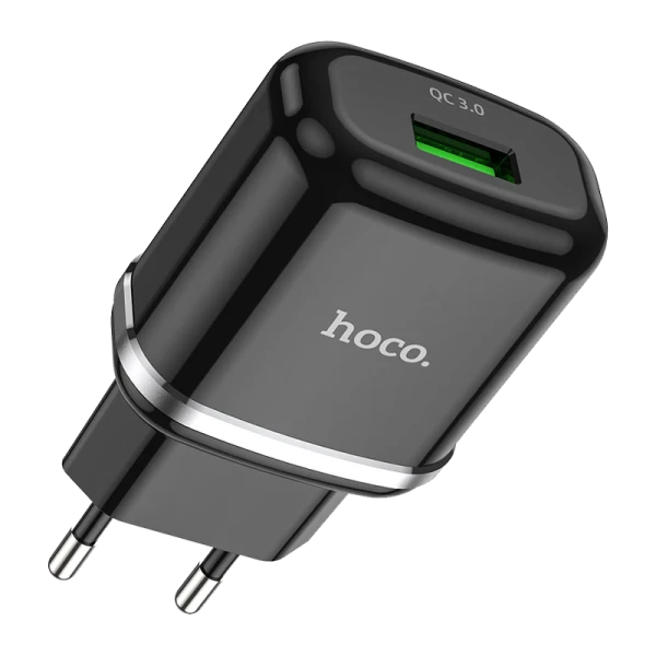 Сетевое З/У HOCO N3 1USB 3.0A 18W QC3.0 черный (1/12/120)