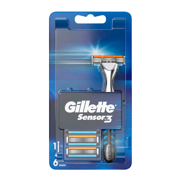 Бритва Gillette Sensor 3 3 лезвия 6 кассет пластиковая ручка