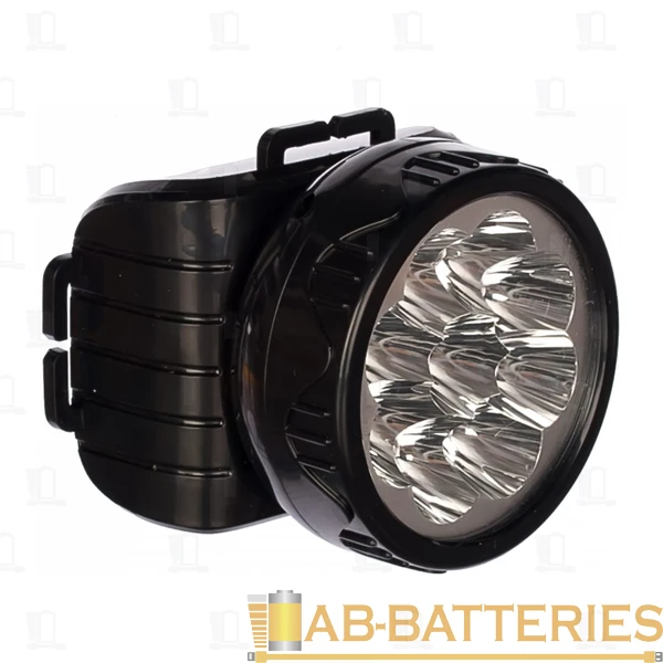 Фонарь налобный Трофи TG9 0.8W 9LED от батареек черный (1/25/50)