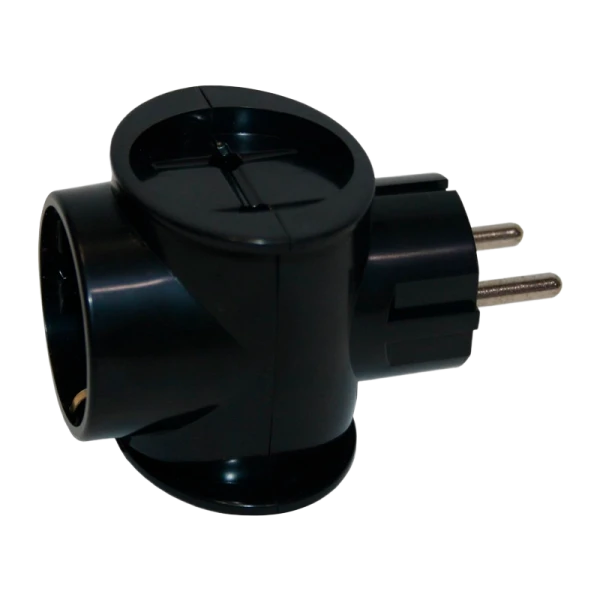 Разветвитель Toker 3Т1 1р.С/З 2р.Б/З в индивидуальной упаковке черный (1/50)