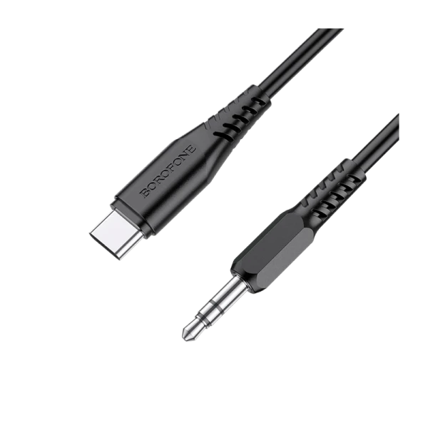 Кабель AUX Borofone BL18 Jack 3.5mm (m)-Type-C (m) 1.0м силикон черный (1/63/252)