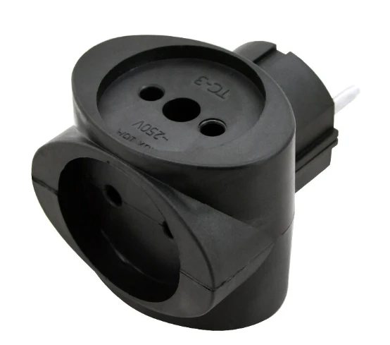 Разветвитель Без бренда 3р.Б/З 6A черный (1/200)