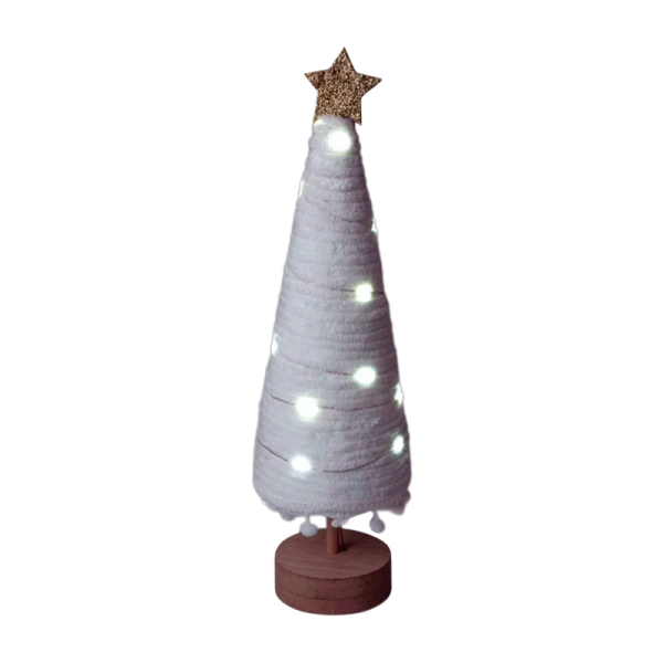 Гирлянда Космос Настольный светильник Елка#1 20LED 11.5*38.5см дер/осн. и звезда белый теплый (1/12)