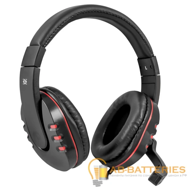 Наушники полноразмерные Defender G-160 Warhead с микр. игровые черный красный (1/20)