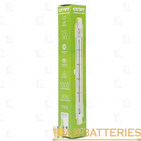Лампа галогенная Старт J117 R7s 500W 2800К 220-230V трубка