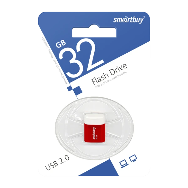 Флеш-накопитель Smartbuy Lara 32GB USB2.0 пластик красный