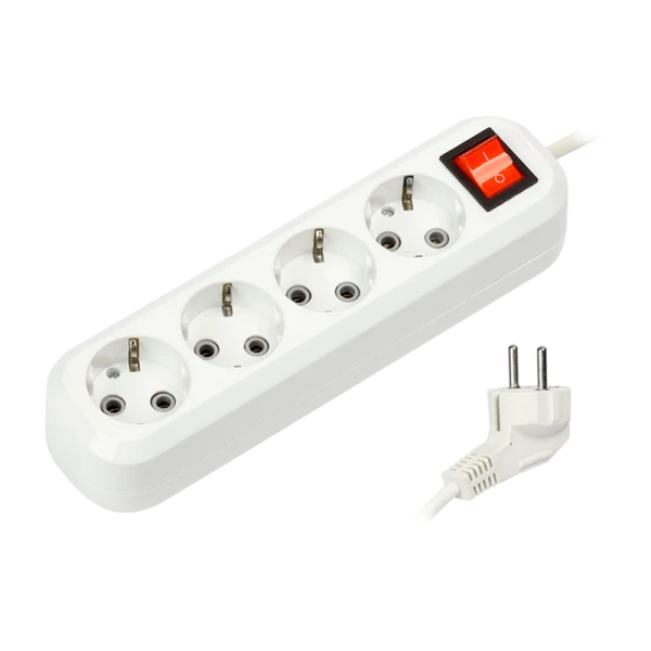 Удлинитель Smartbuy 4р.С/З 16A 2.0м с выкл. ПВС 3x1мм² белый (1/40)