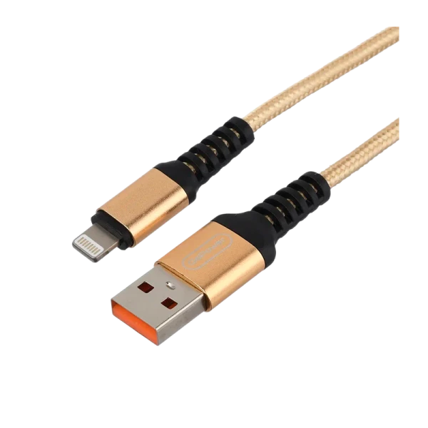 Кабель GoPower GP02L USB (m)-Lightning (m) 1.0м 2.4A нейлон золотой (1/200/800)