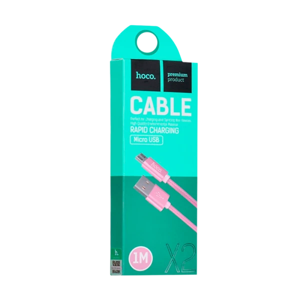 Кабель HOCO X2 USB (m)-microUSB (m) 1.0м 2.1A нейлон розовое золото (1/30/300)