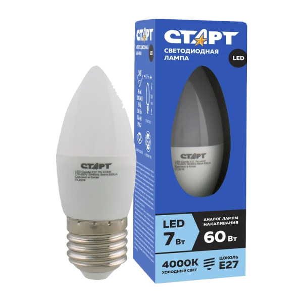 Лампа светодиодная Старт B35 E27 7W 4000К 220V свеча Eco матовая (1/10/100)