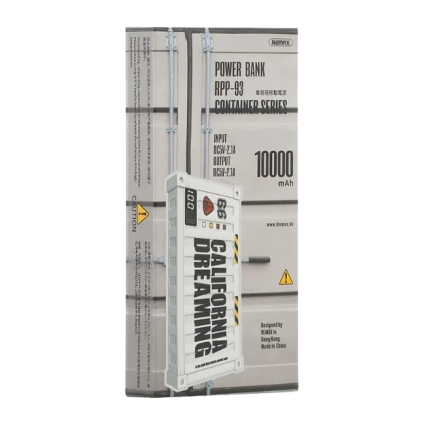 Внешний аккумулятор Remax RPP-93 Container 10000mAh 2.1A 2USB белый (1/60)