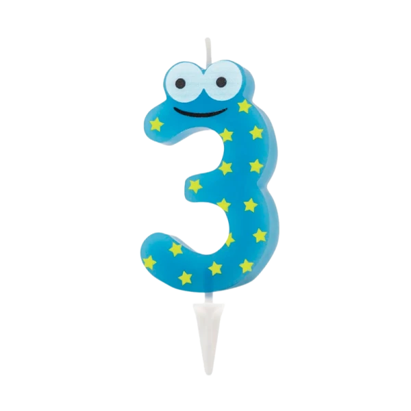 Свеча детская для торта, цифра 3, 1 шт. в упаковке, PATERRA (1/24)