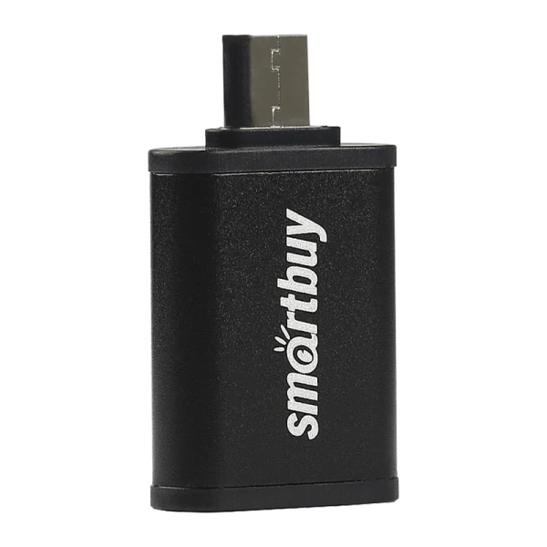 Переходник Smartbuy microUSB (m)-USB (f) пластик черный (1/150)