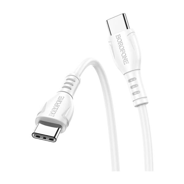 Кабель Borofone BX51 Type-C (m)-Type-C (m) 1.0м 3.0A 60W ПВХ белый (1/360)