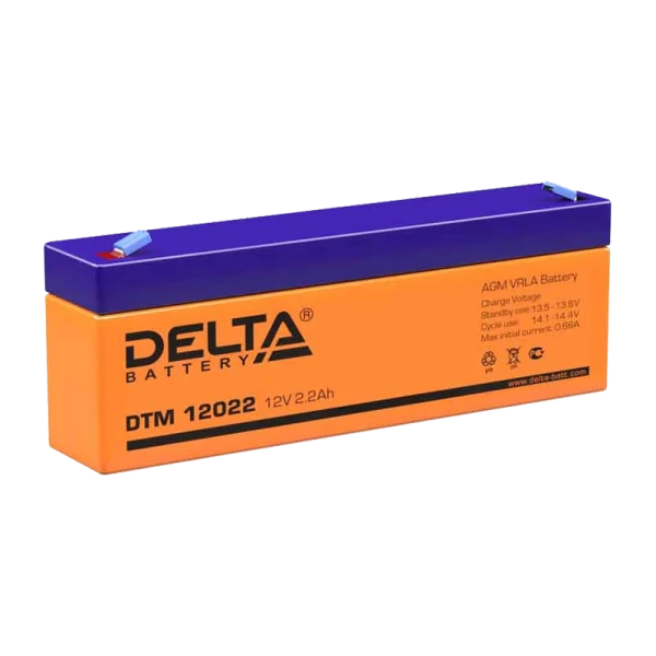 Аккумулятор свинцово-кислотный Delta DTM 12022 12V 2.2Ah