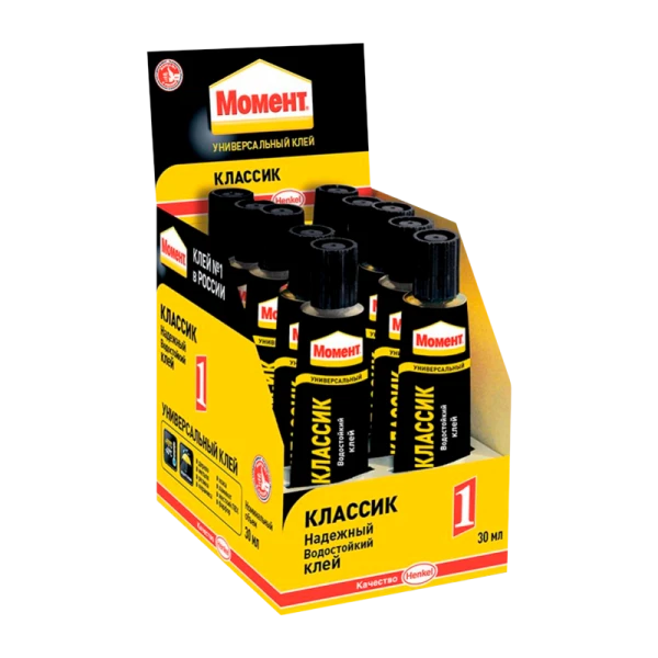 Клей Момент КЛАССИК-1 30мл универсальный водостойкий BOX10 шоу-бокс (10/120)