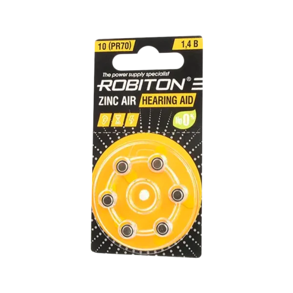 Батарейка ROBITON HEARING AID R-ZA10-BL6 10 PR70 DA230 V10 BL6