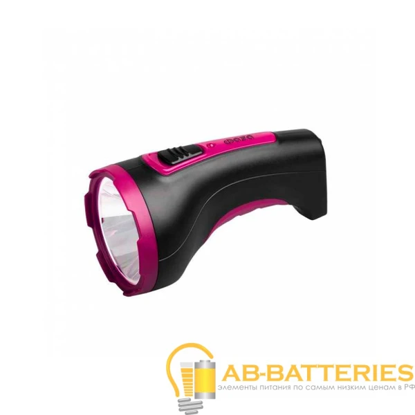 Фонарь туристический Фаzа AccuF2-L5W 5W SMD от аккумулятора прямая подзарядка черный розовый (1/20)