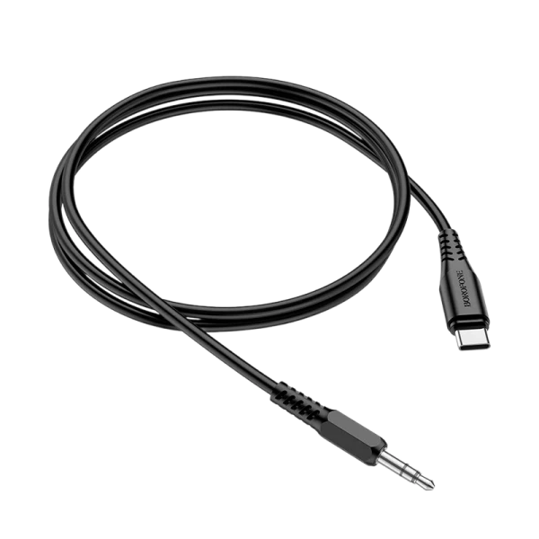 Кабель AUX Borofone BL18 Jack 3.5mm (m)-Type-C (m) 1.0м силикон черный (1/63/252)