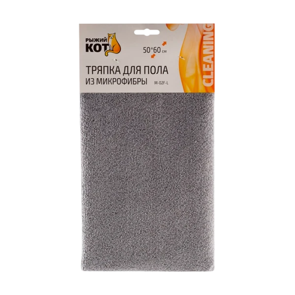 Тряпка для пола Рыжий кот M-02F-L 50х60см микрофибра серый (1/10/50)
