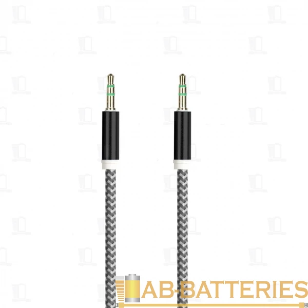 Кабель AUX Smartbuy Jack 3.5mm (m)-Jack 3.5mm (m) 1.0м силикон угловой черный (1/100)