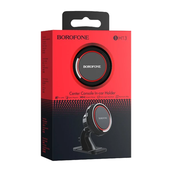 Держатель автомобильный Borofone BH13 липучка магнит черный красный (1/120)