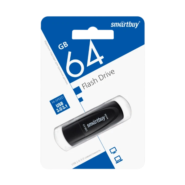 Флеш-накопитель Smartbuy Scout 64GB USB3.0 пластик черный