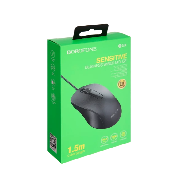 Мышь проводная Borofone BG4 классическая USB черный (1/22/88)