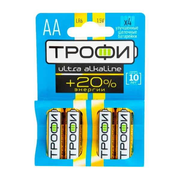 Батарейка Трофи ULTRA LR6 AA BL4 Alkaline 1.5V (4/40/640/20480)