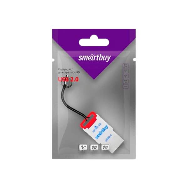 Картридер Smartbuy 707 USB2.0 microSD красный (1/20)