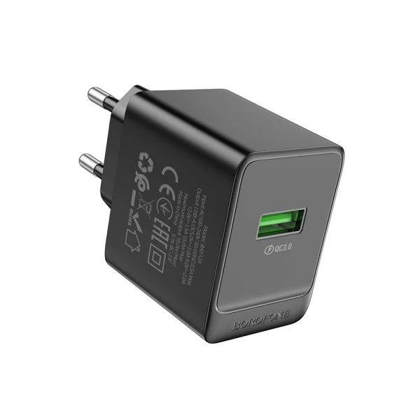 Сетевое З/У Borofone BAS12A 1USB 3.0A 18W QC3.0 черный (1/76/304)