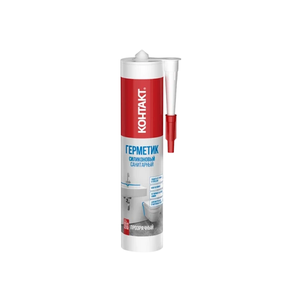 *Герметик Контакт 280мл силиконовый санитарный прозрачный (1/12) 
