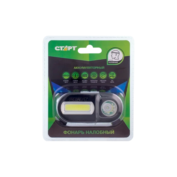 Фонарь налобный Старт LOE 501-C1 3W COB от батареек IP44 черный (1/10/120)