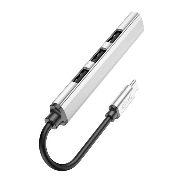 USB-Хаб HOCO HB26 4USB Type-C (m) USB3.0 серебряный (1/18/180)