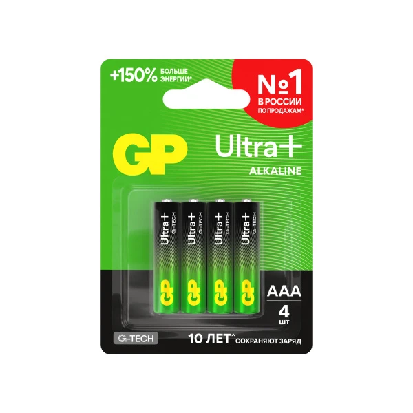 Батарейка GP ULTRA PLUS G-tech LR03 AAA BL4 Alkaline 1.5V (4/40/320)
