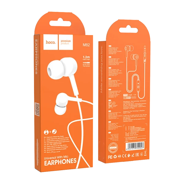 Наушники внутриканальные HOCO M82 с микр. белый (1/21/210)